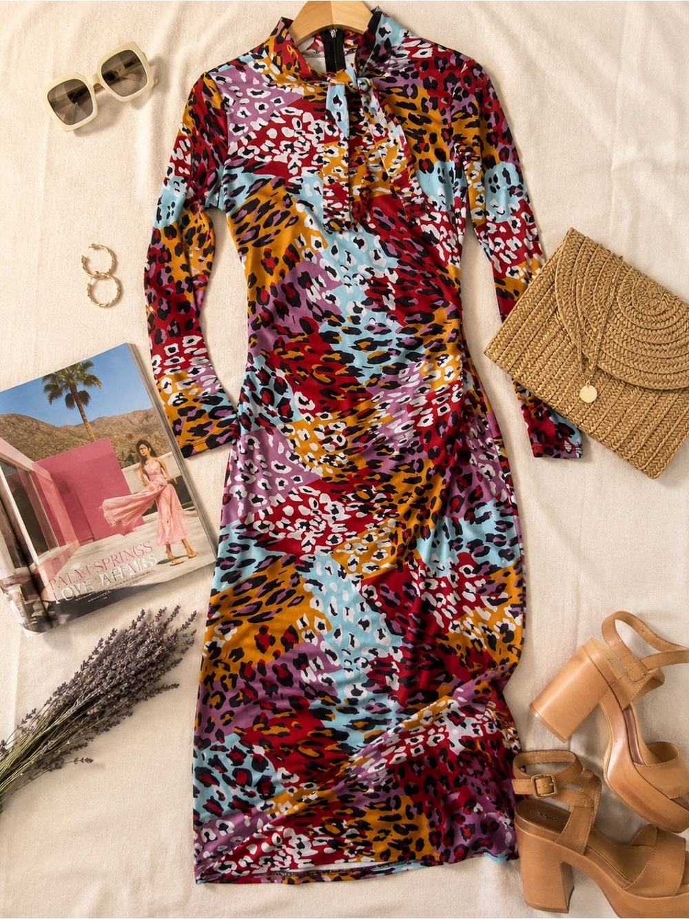 Colorful Abstract Midi Dress | Dopamine Dressing | Anthropologie Inspired